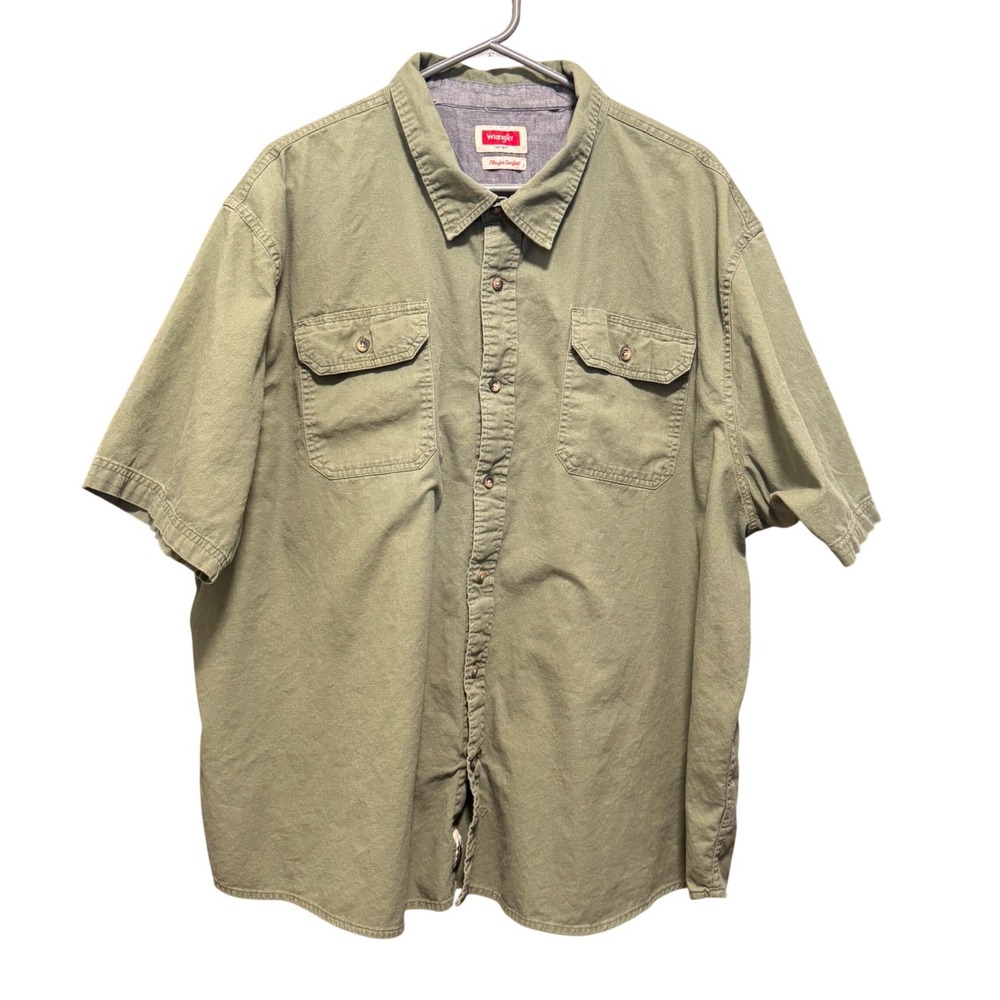 Wrangler Mens Short Sleeve Button Down Shirt Olive Green XXXL
